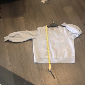 Marled Sweatshirt Gray Sleeve Detail Silver Stars Lg